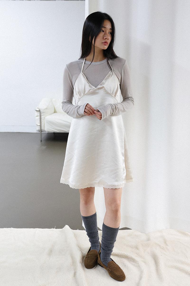Satin Bra Mini Dress_Ivory