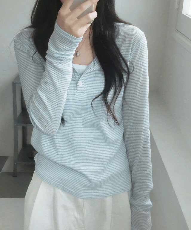 모어댄슈가 [☔️🌧️여리핏] 레이니 시스루 단가라 티셔츠 (2color)