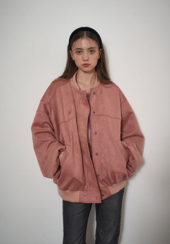 W SUEDE BOMBER JACKET-PINK