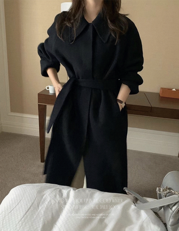 타니즈 [~XL까지/데일리무드ෆ] 클로든 히든버튼 와이드카라 싱글 롱코트 - 3 Color