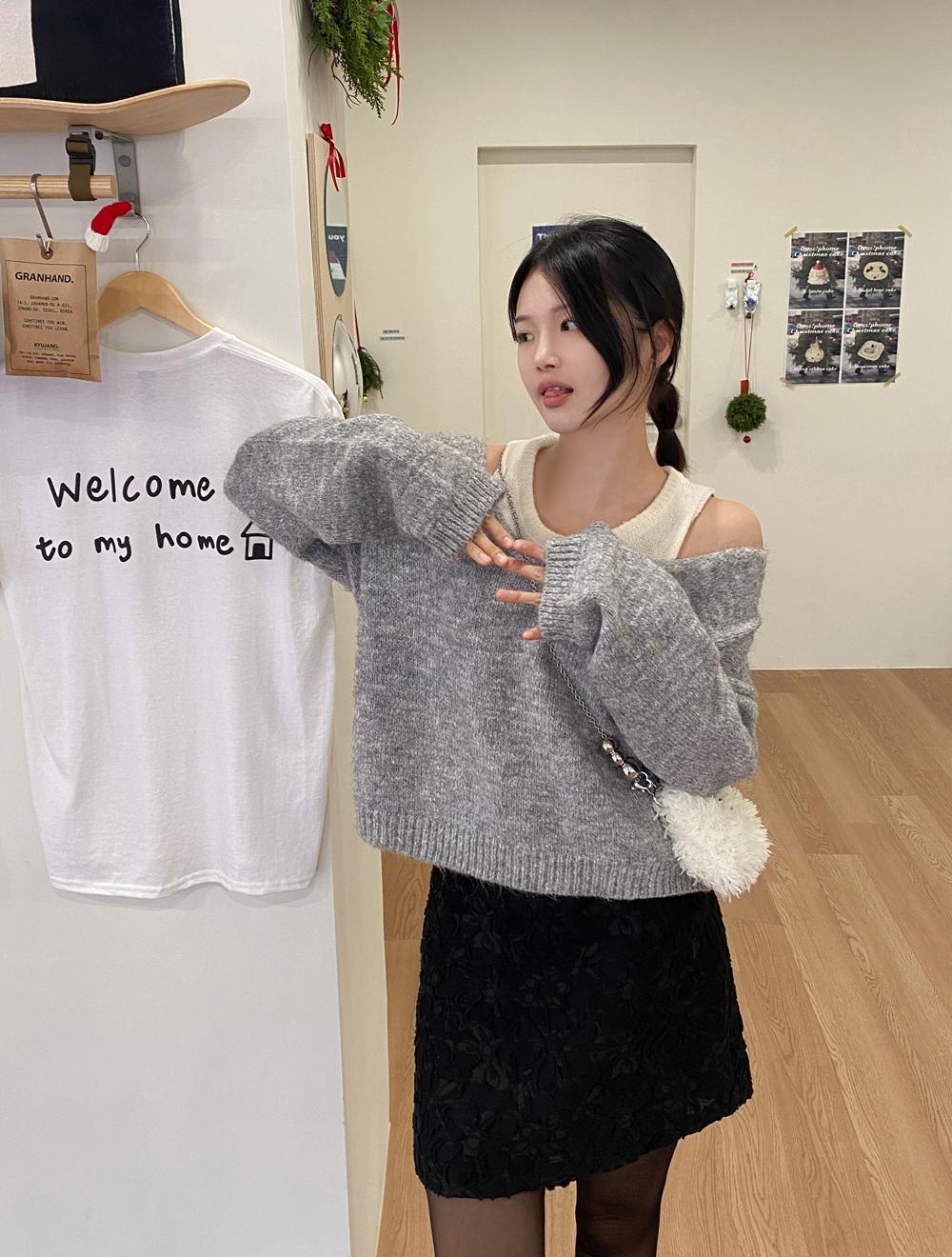 오레오 나시 딥브이 니트 세트 (2color)