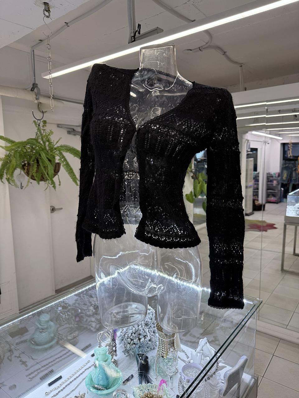 pointelle knit cardigan