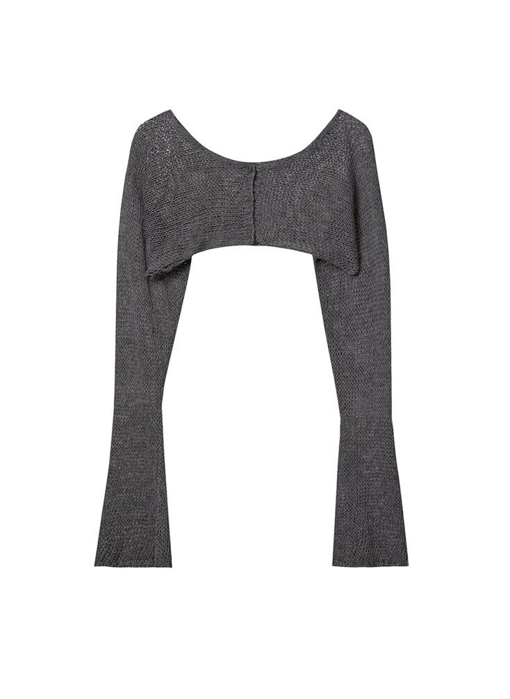 CROPPED BOLERO CARDIGAN, GRAY