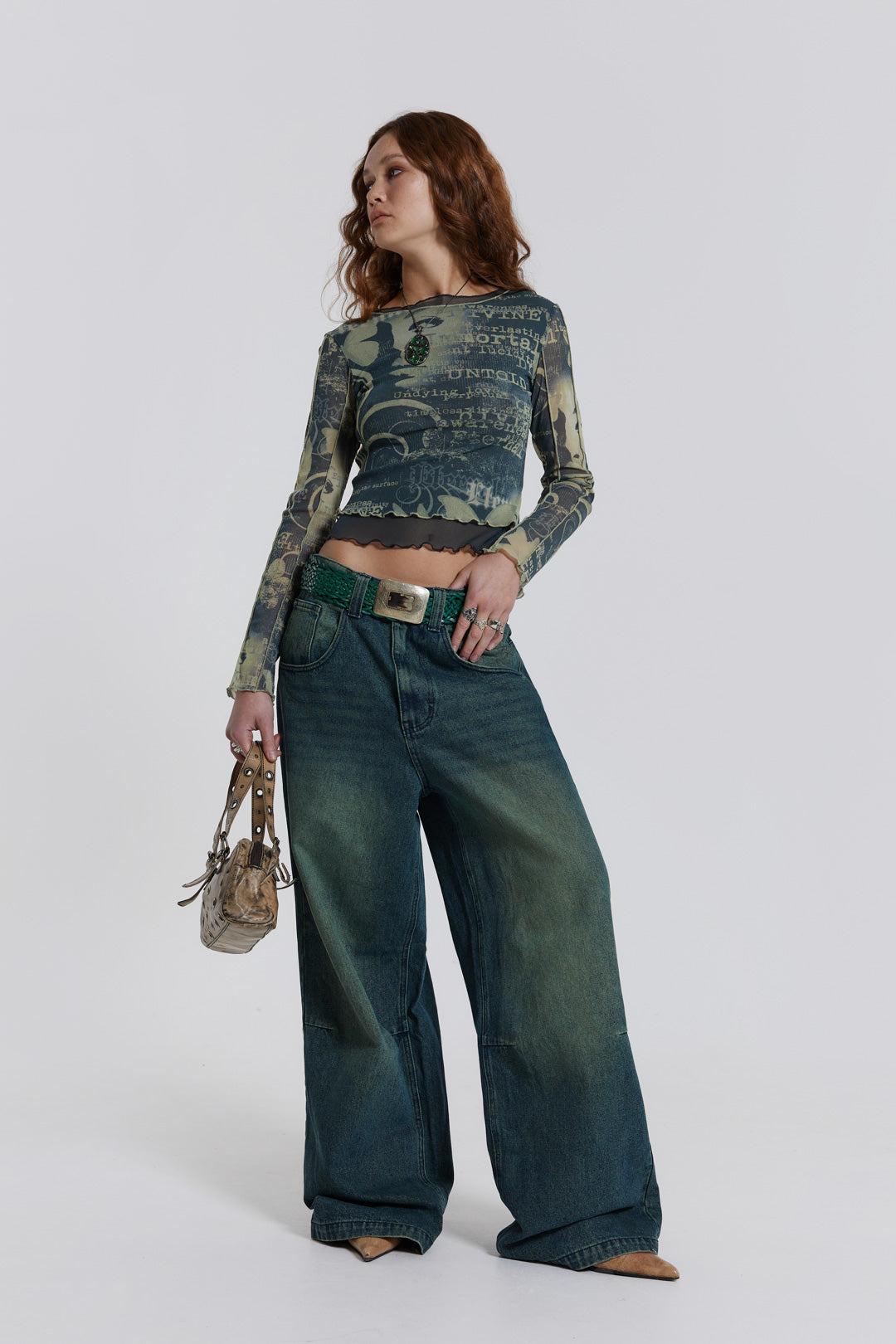 Sandblast Blue Wash Colossus Baggy Jeans - W24 / Blue