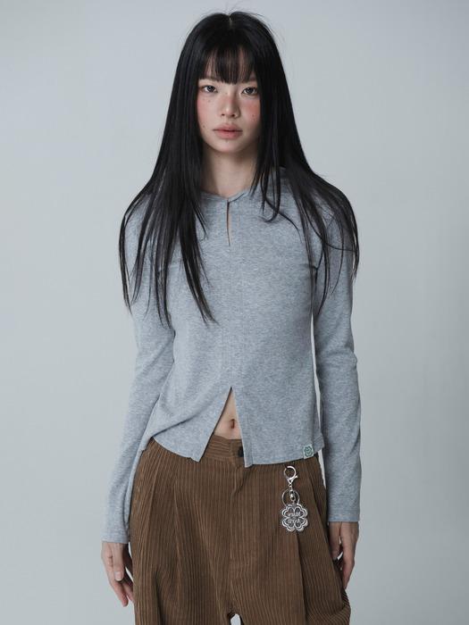 VIVIAN TRIM TWIST T-SHIRT_GRAY