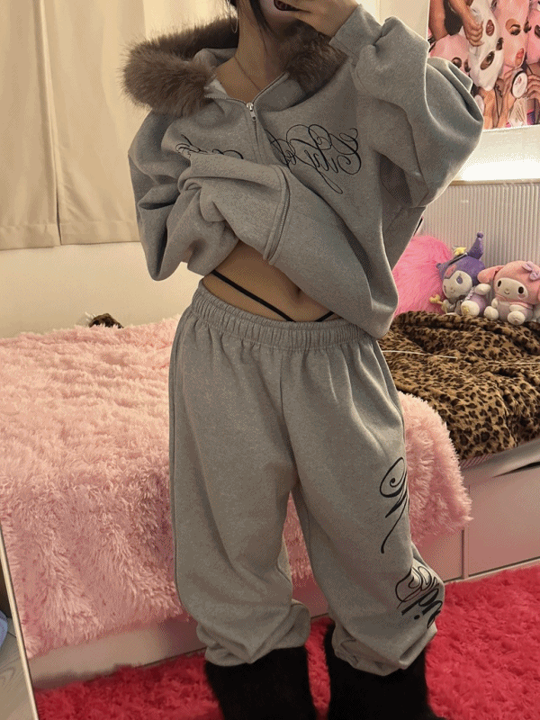 엔젤 넘버 333 기모 트레이닝 팬츠