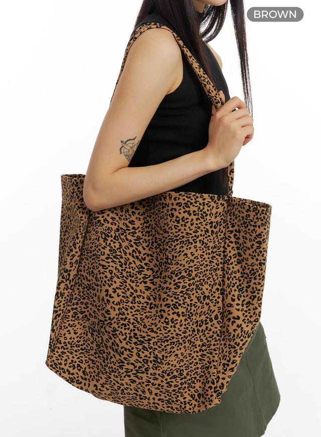 Animal Print Tote Bag CF428 - Brown / One Size
