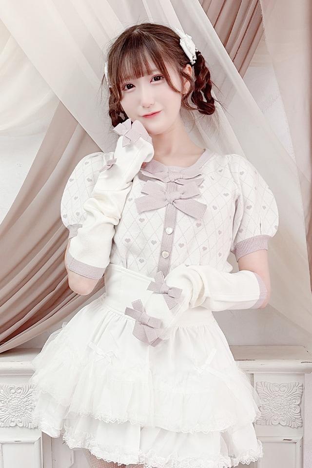【Princess Melody】アームウォーマー付きハート柄２連リボンニット - WHT/ピンク size-F-Ma*rs WebStore by LiLimPark