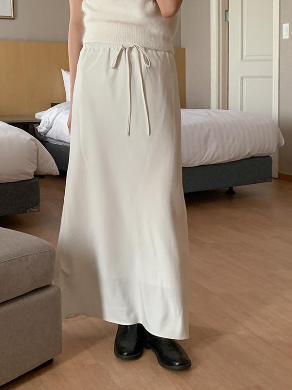 프렌치오브 [안감O]페일리 겨울 스트링 밴딩 롱 플레어 스커트(3color)