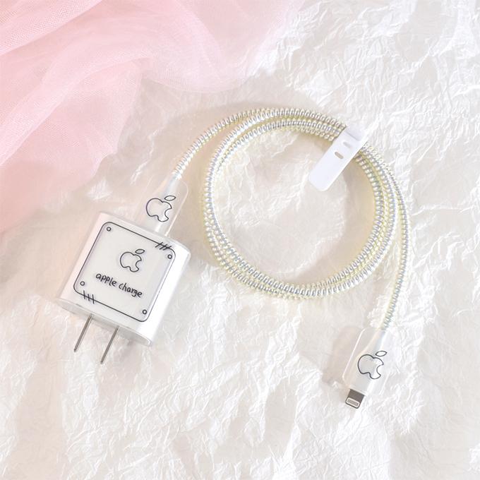 심플 사과 고속충전기 케이블 바이트 단선방지 투명 보호캡 이쁜 충전기 케이스