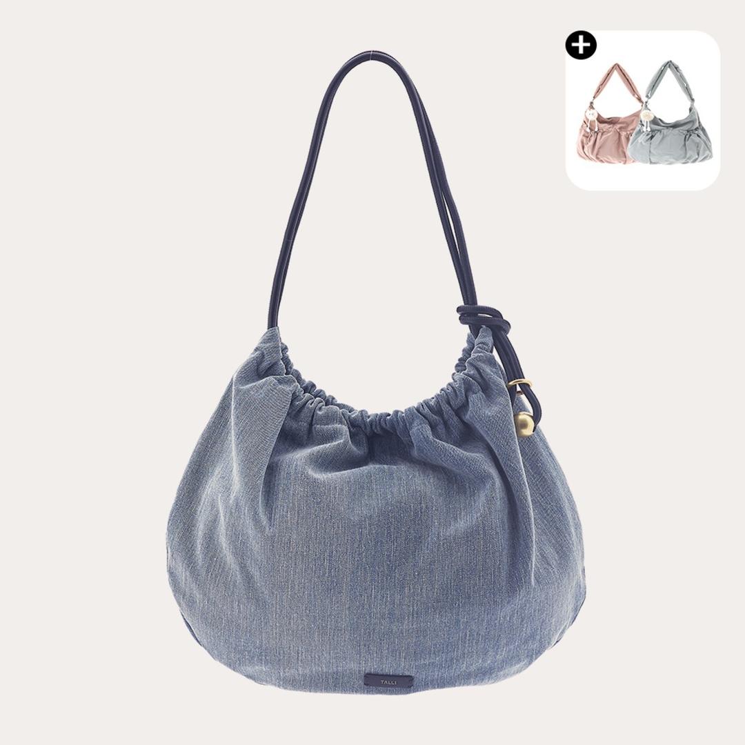 [코지스트링 증정 이벤트] 베일리 데님 스톤 호보L Blue