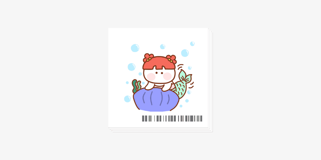 인어공주 빵울이 타투스티커 50x50 4매