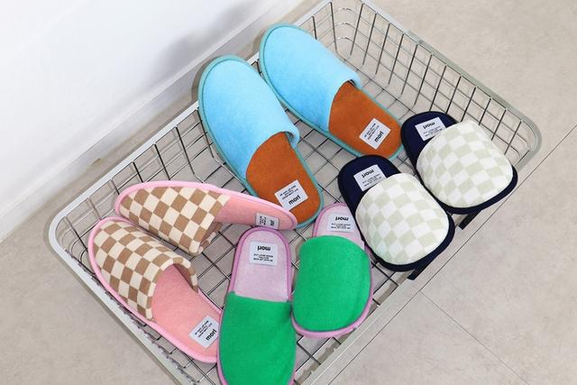 선물포장 체크 몰랑 룸슈즈 룸슬리퍼 홈슬리퍼 2color 2size