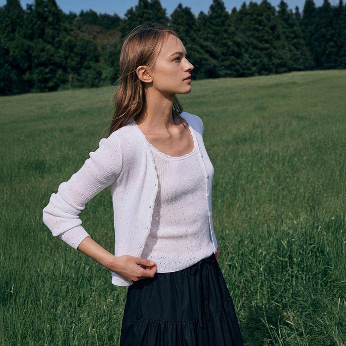 Ribbed V-Neck Cardigan[LMBESUKN274]-3color