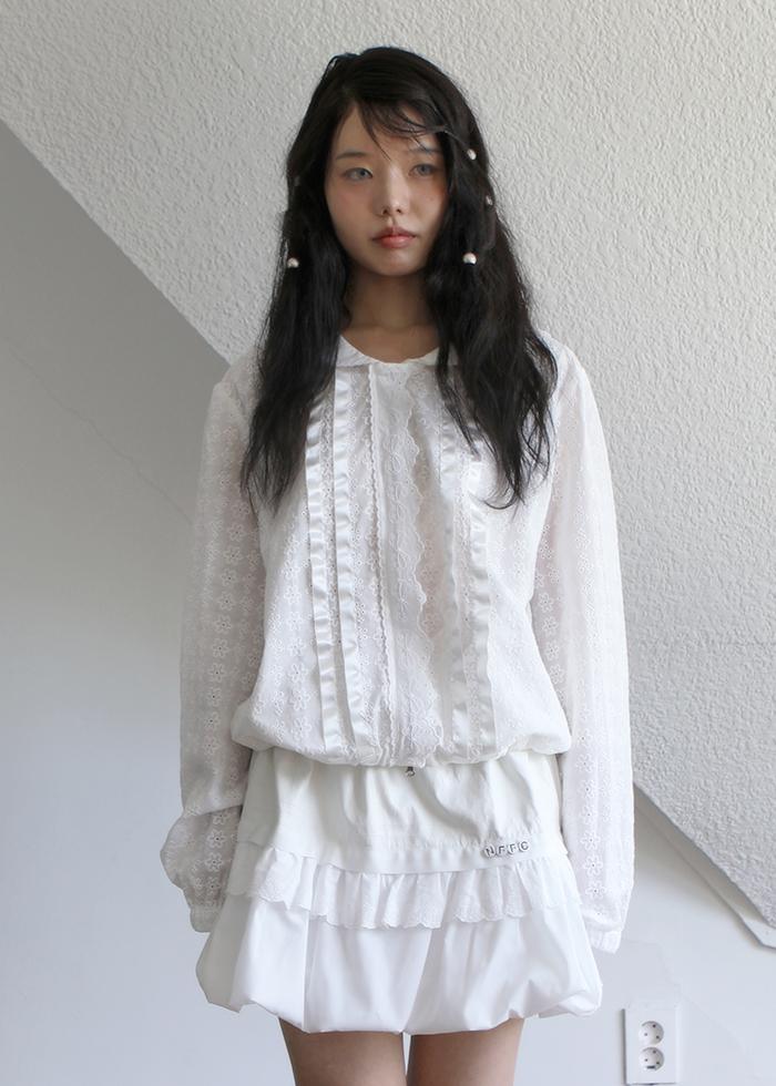 FLORAL LACE SAILOR ZIP UP JUMPER