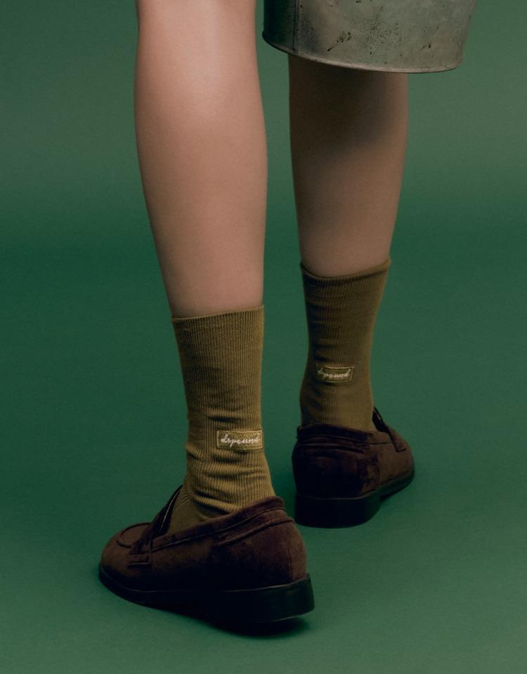 cursive logo socks - olive
