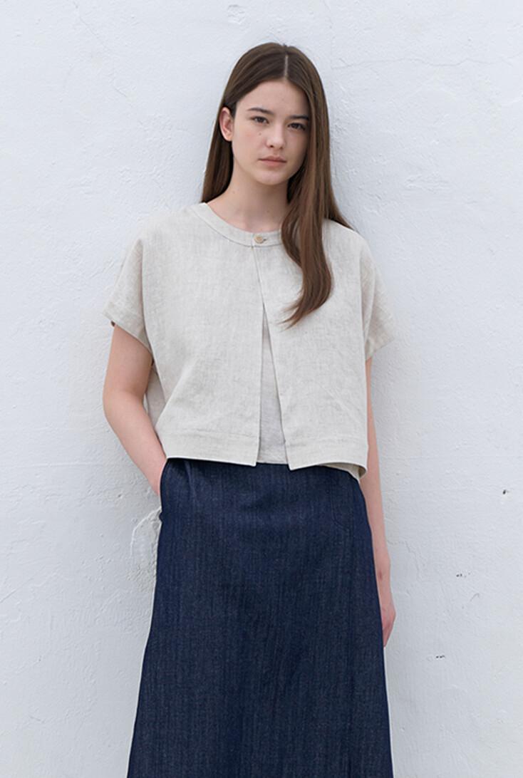 linen bolero blouse-cream