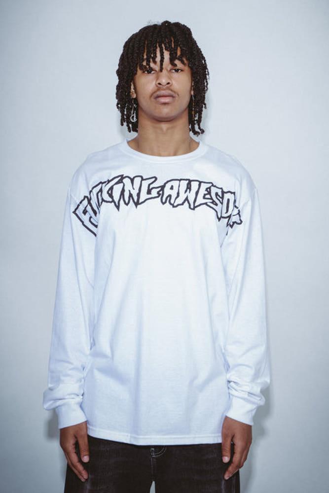 퍼킹어썸 빅 스탬프 L/S 티 화이트 긴팔티