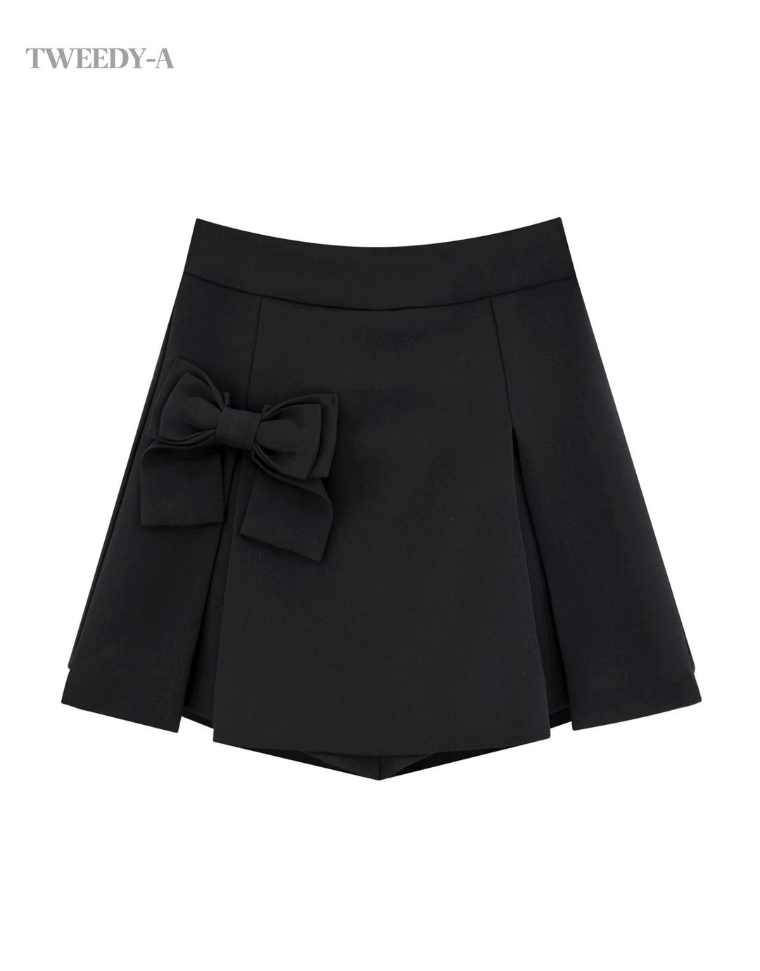 (착용컷 추가) 더블 타이 리본 디테일 슬릿 숏 스커트 팬츠 3 컬러