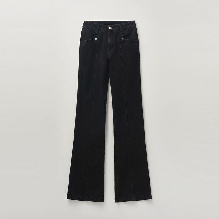 워시드 부츠컷 데님 팬츠 [블랙]