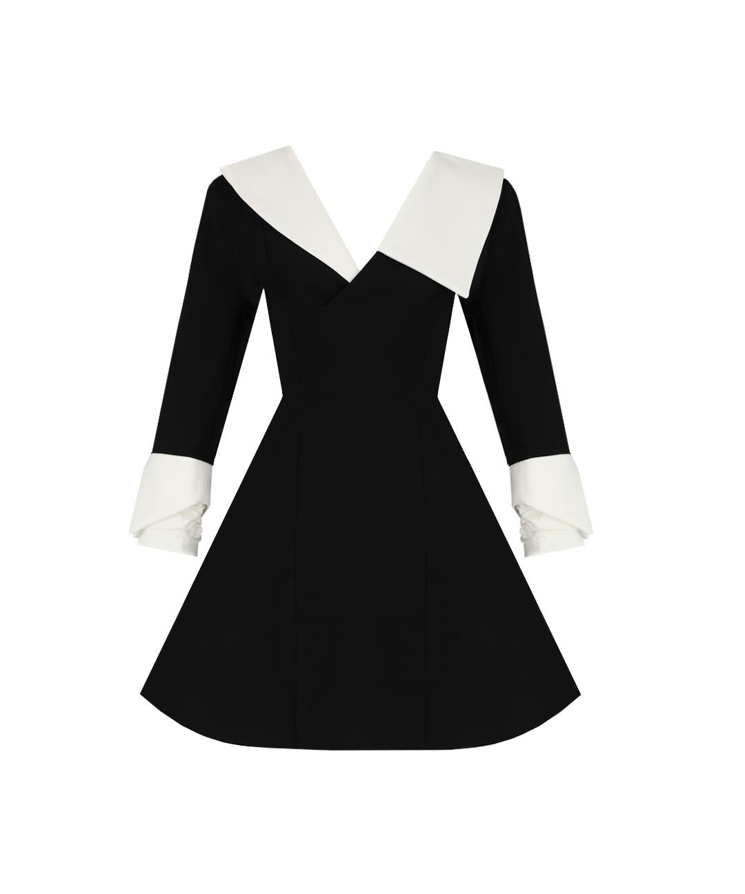 [배송지연] Midnight in Paris dress / 빅카라 커프스 배색 에이라인 드레스