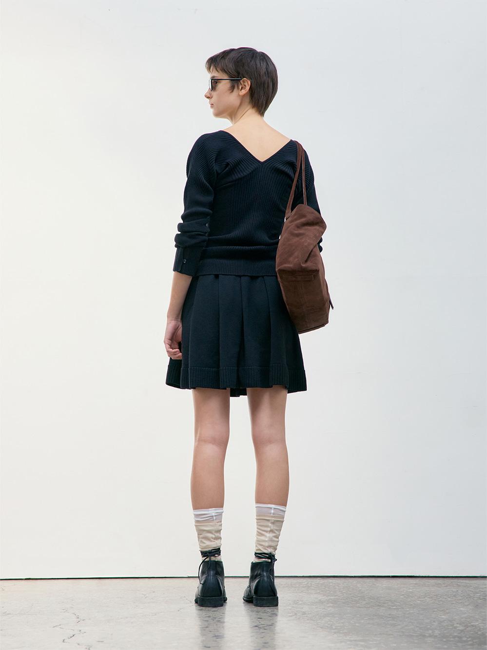DEEP V-NECK KNIT CARDIGAN_BLACK