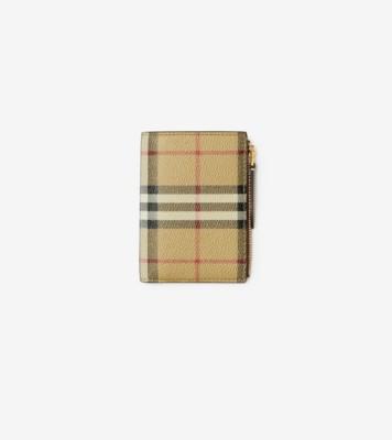 스몰 체크 바이폴드 지갑 (아카이브 베이지) - 여성 | 공식 Burberry®