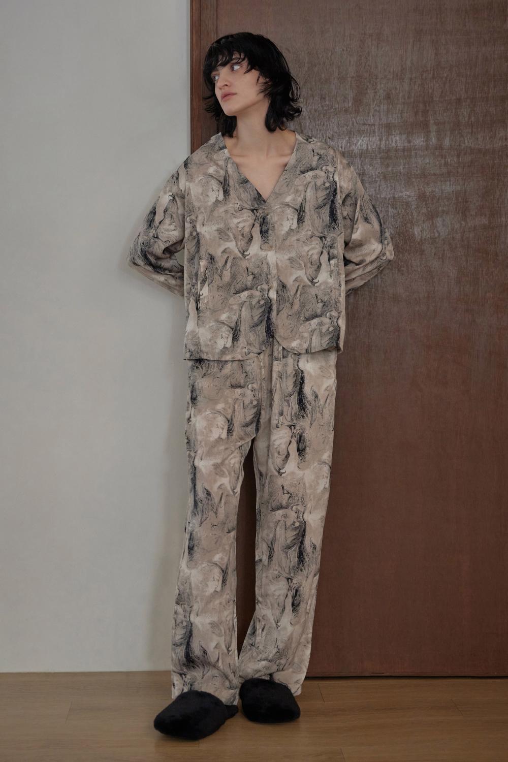 COZY ROUND PAJAMA SET_ston beige