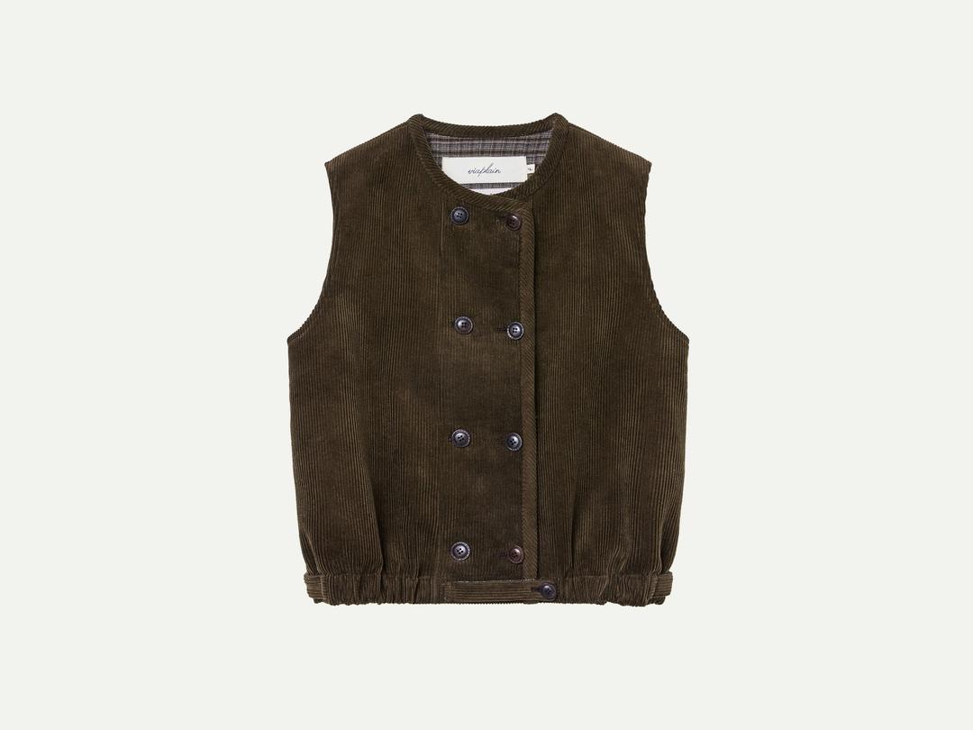 Via Double button vest (Brown)