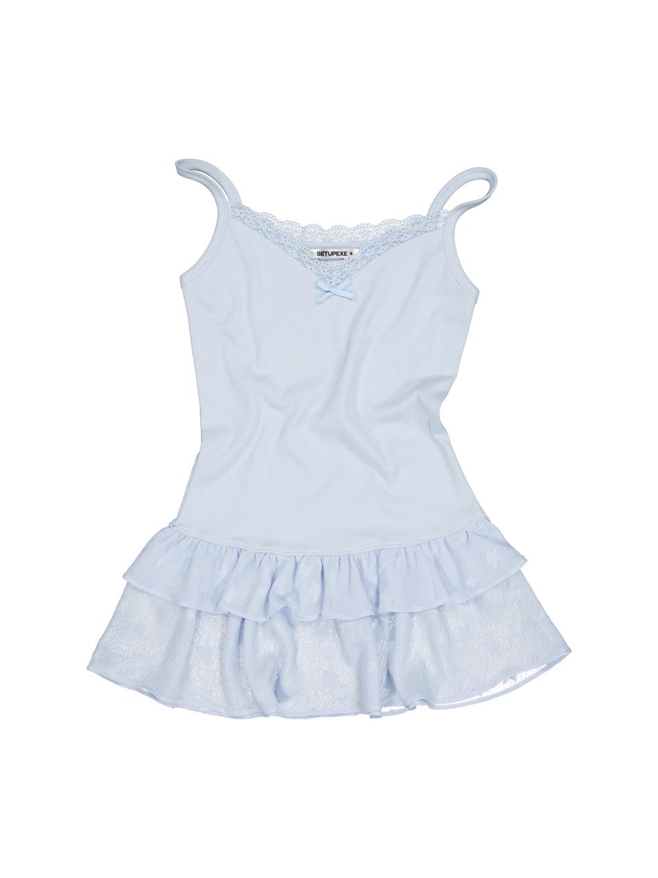 CHIFFON FRILL SLEEVELESS / BABY BLUE