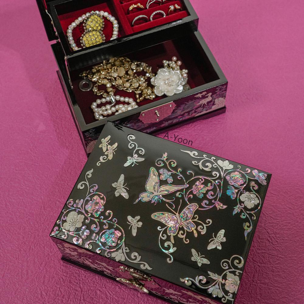 나비 2단자개보석함 고급결혼예물예단함 나전칠기공예
