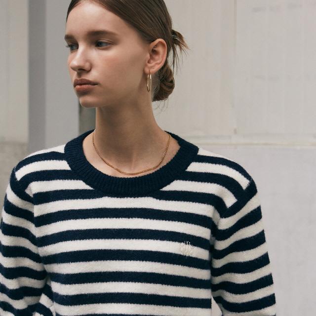 NICOLE STRIPE ROUND KNIT_NAVY