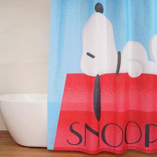 비욘 스누피 곰팡이 방지 패브릭 샤워커튼 블루 옐로우 핑크