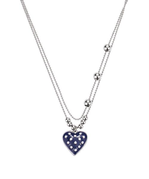 dot heart necklace-navy