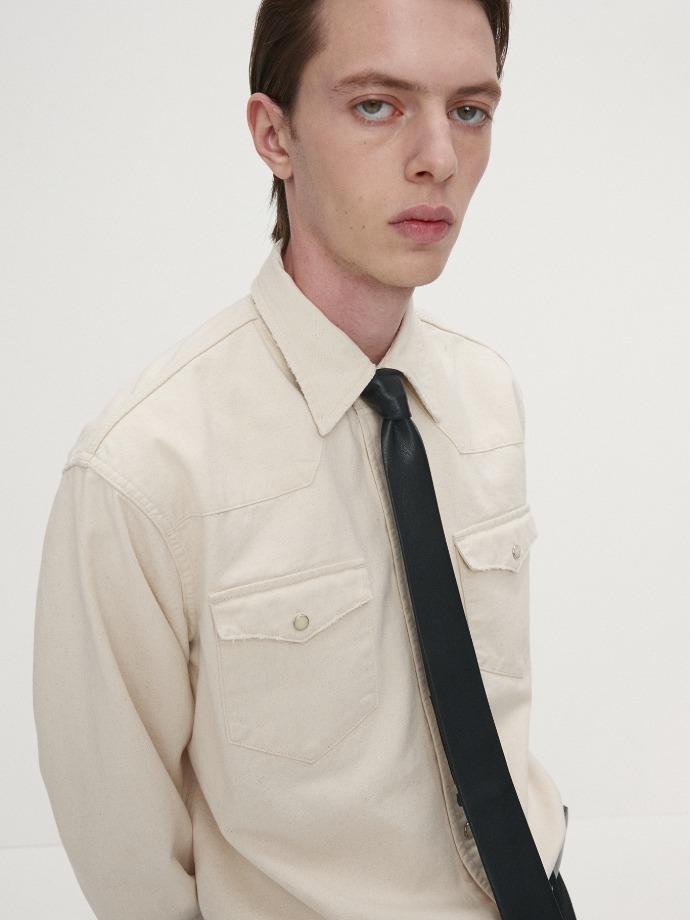 FAUX LEATHER TIE (ITALIAN FABRIC)_ BLACK