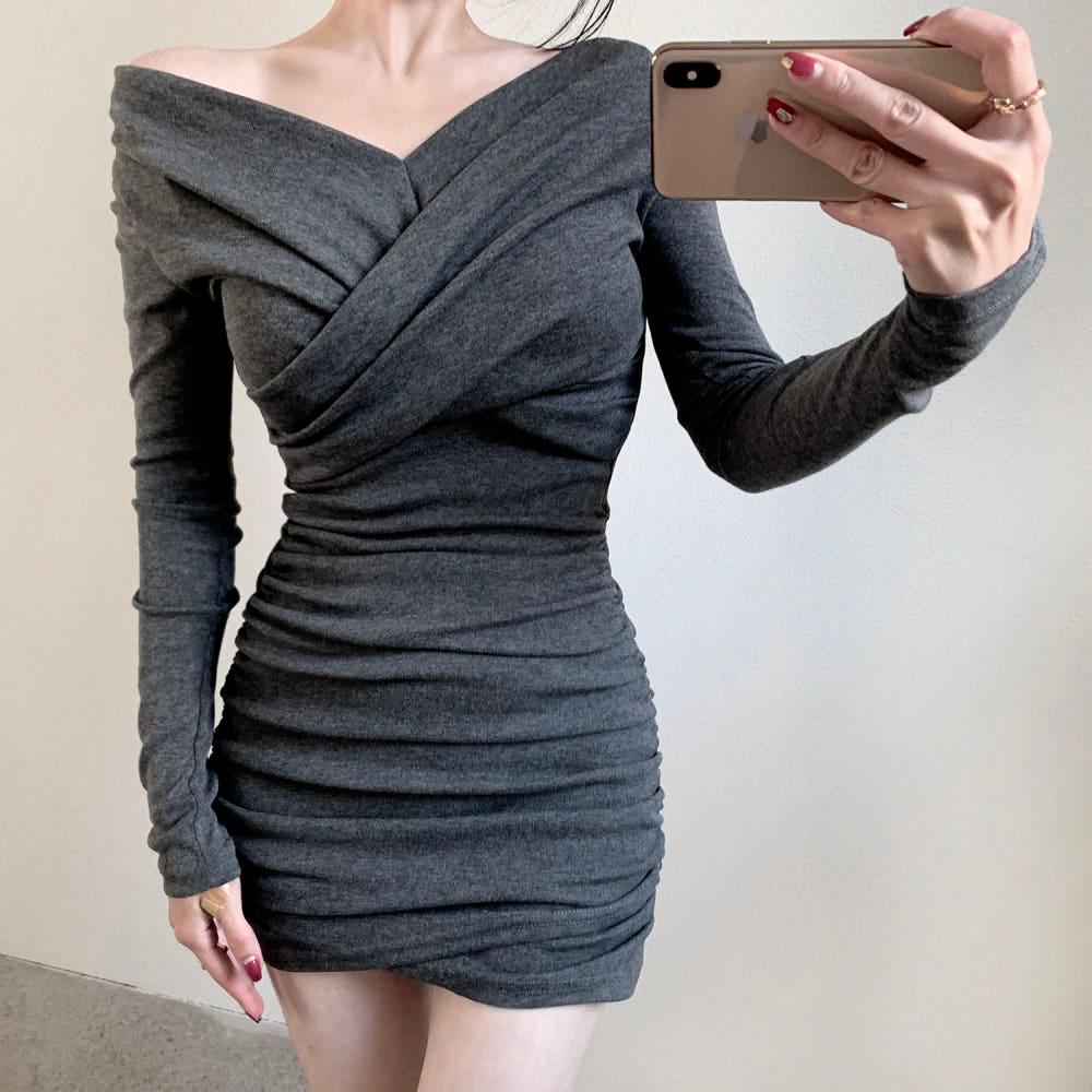 크로스 꼬임 셔링원피스