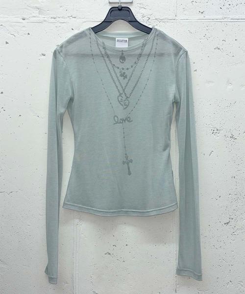 Faux Necklace Tee Pale Blue