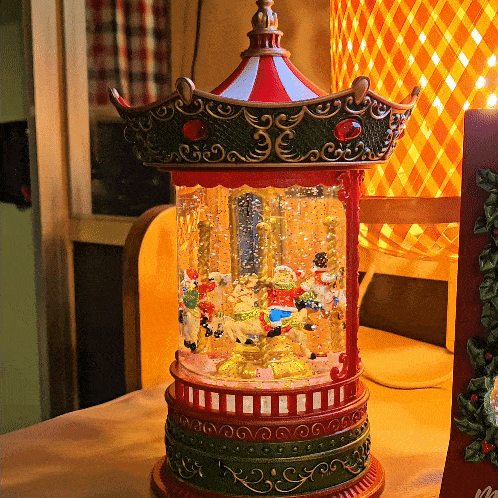 (캐롤 8곡) 오르골 자동회전 기차/회전목마 크리스마스 무드등 3종