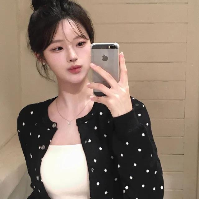 도트 니트 가디건 