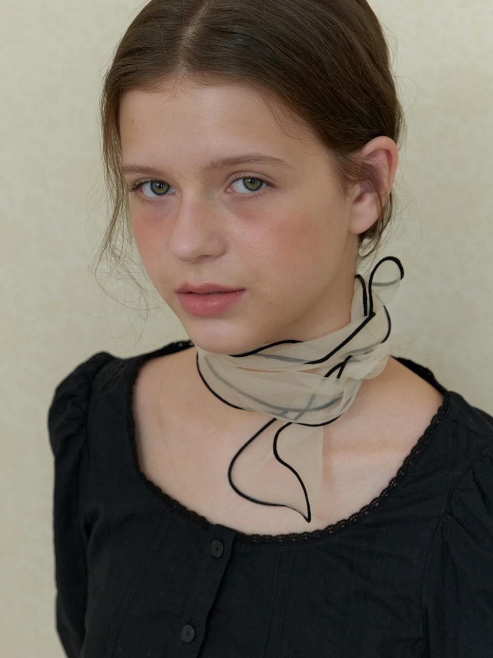 어몽 A 오간자 리본 스카프_아이보리