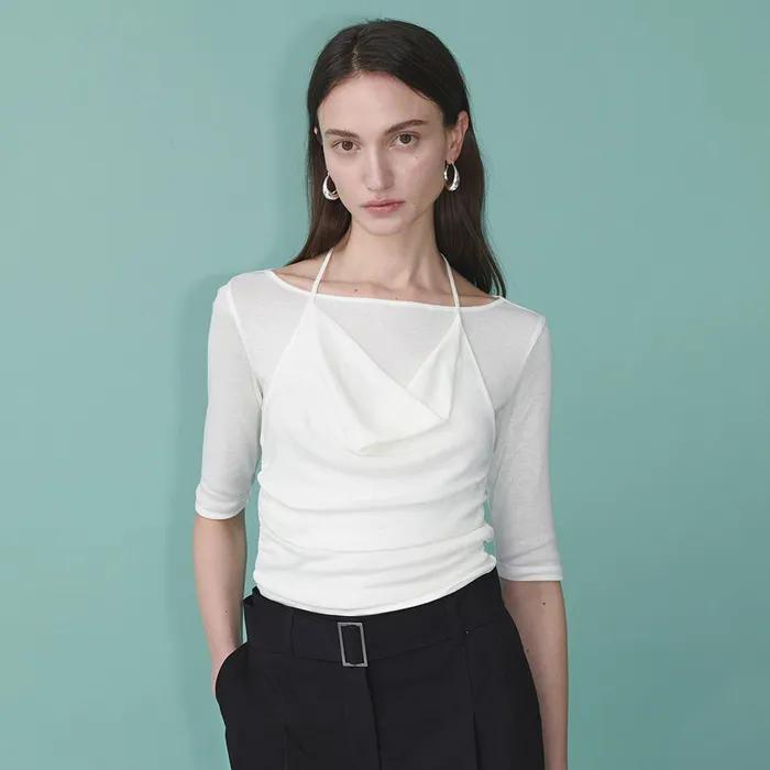 Cowl Halter Layered Jersey Top SW5ME242_4color