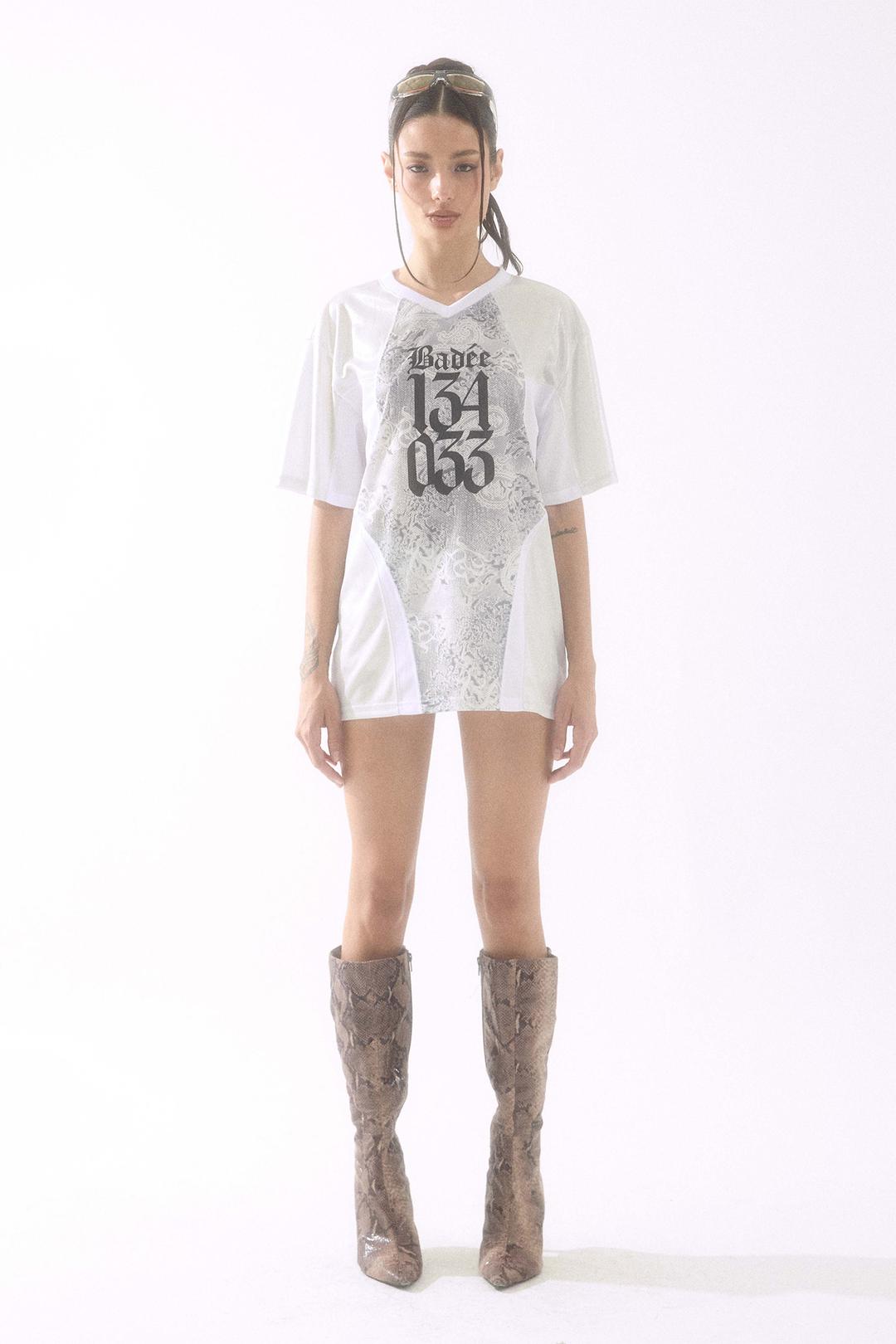 Glitter Mesh T-Shirt White Paisley