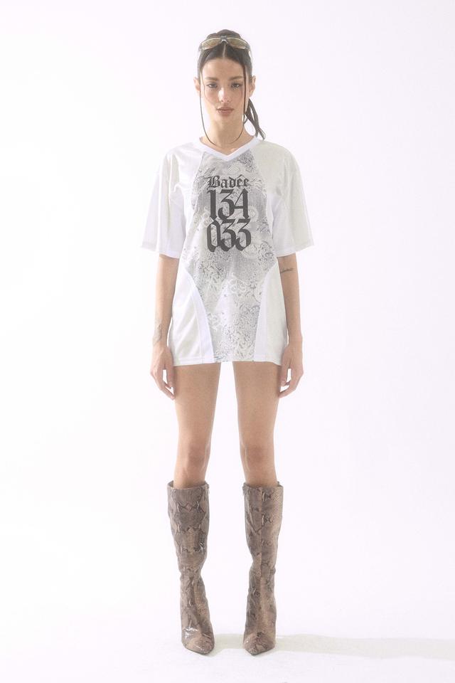 Glitter Mesh T-Shirt White Paisley
