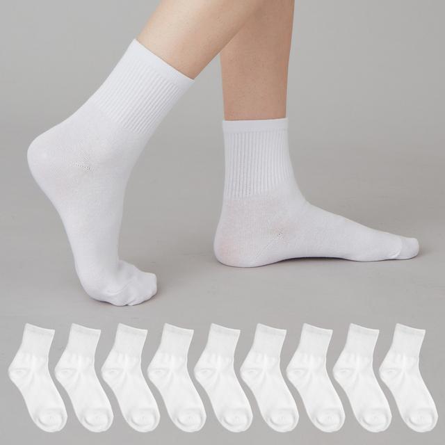 베이스알파 에센셜 여성용 하프 골지 무지 양말 10켤레, 화이트, 230~250mm