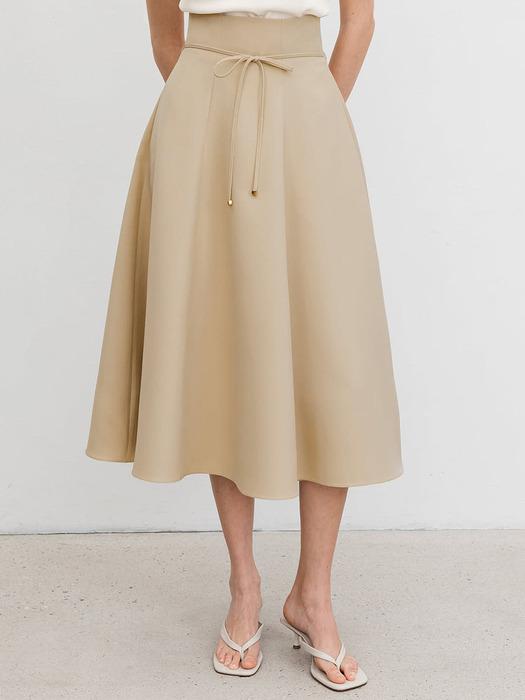 COLLEEN High waisted full long skirt (Beige/Black)