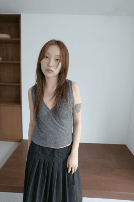 wrap slim ribbed sleeveless(3colors)