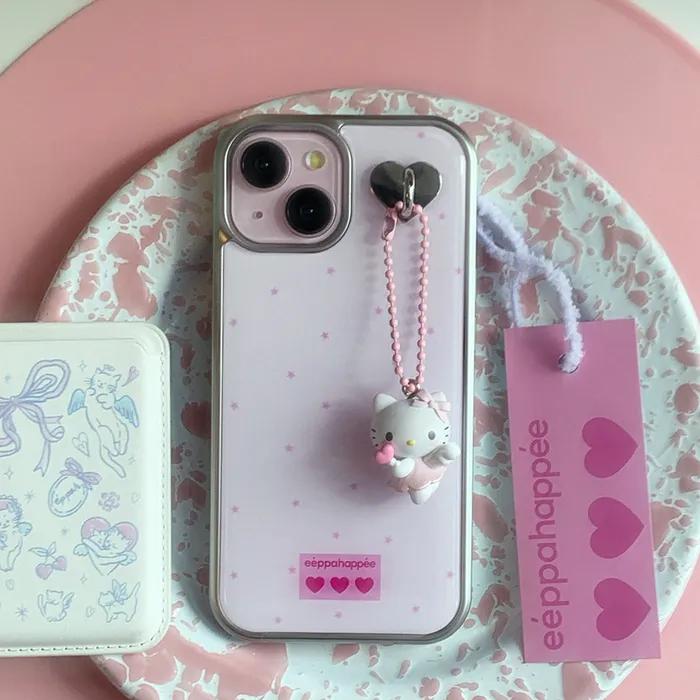 아이폰17시리즈/z플립7추가)strawberry star 딸기우유별 실버 에폭시 범퍼 폰케이스