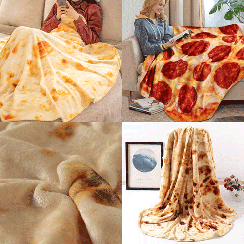 [당일발송]핵인싸 리얼 부리또 & 피자 극세사 담요 또띠아 이불 사무실 학생 담요