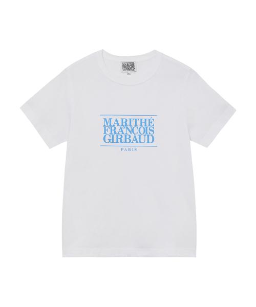 W CLASSIC LOGO TEE white / sky blue