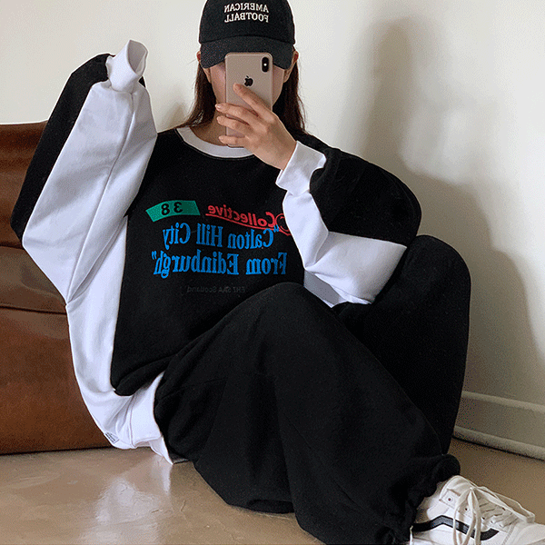 콜렉티브 박시핏 맨투맨 - mtm(남녀공용,오버핏,빅사이즈,커플룩,남자맨투맨,가을신상,가을옷,겨울신상,통통,블록코어룩,힙한)[무료배송]